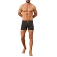 thumbnail image 2 of INSPIRE CHIC Men's Plaid Mid-Waisted Lightweight Breathable Knitted Boxer Shorts 3 Packs 34 1 Black 1 Dark Blue 1 Blue, 2 of 5