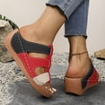 thumbnail image 6 of Roncen Women's Platform Sandals - Two-Tone Slide with Contrast Stitching & Cross-Strap Design, Adjustable Ankle Strap & Chunky Wedge, 6 of 8