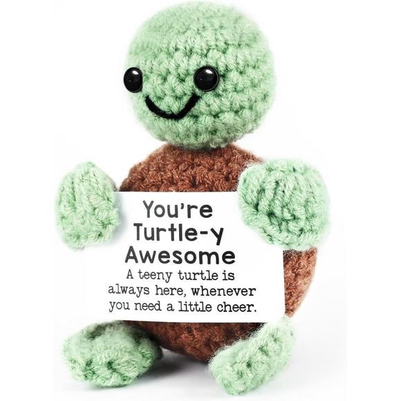 shiyou-Turtle Gift Lady Positive Turtle Emotional Support Crochet Nugget Pickle Plush Partner Cute Birthday Gift Prank Metal Health Unique Office Car Decoration Office for Women