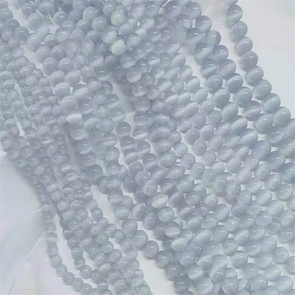 Nvzi-c 2 pieces silver gray round bead natural stone jewelry accessories semi-finished natural stone loose bead round bead hand woven bead DIY jewelry accessories -4mm