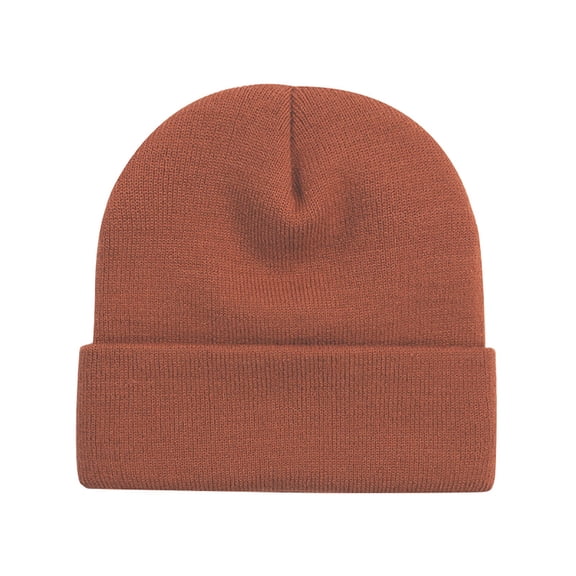 Domzle Knit Beanie Warm Winter Hat Cozy Unisex Soft Multicolored Cuffed Skull Cap for Men Women Knitted Hat for Adult Brown