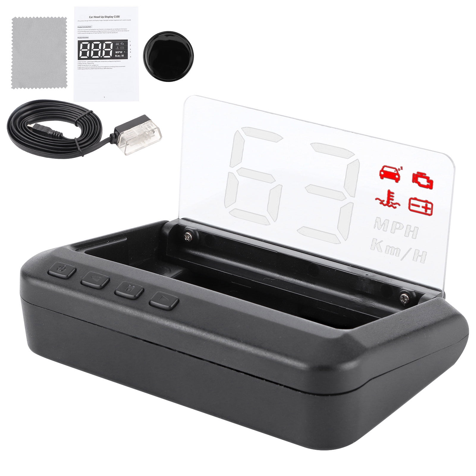 3in Car , Heads Up Display For Cars, Multifunctional Voltage Alarm Mileage Measurement Water Temperature Alarm Overspeed Warning For All Vehicles