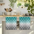 thumbnail image 3 of Dish Towels, Teal Green and Gray Ombre Gradient Absorbent Kitchen Towels 2 PCS, Morocco Pattern Microfiber Hand Towels Dish Cloths Tea Towels for Home&nbsp;Bathroom Cleaning Drying,18X28-Inch,, 3 of 9