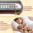 thumbnail image 2 of PAPROOS Wood Twin Platform Bed Frame, Twin Size Bed Frame with Fence Guardrail Ladder, No Box Spring Needed, Grey, 2 of 9