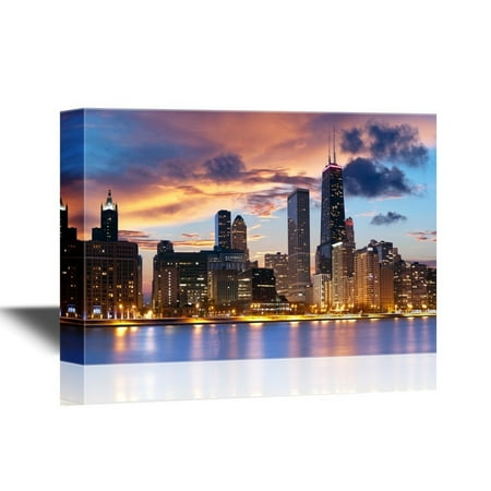 Chicago Outdoor Wall - wall26 - Chicago Downtown Skyline - Canvas Art Wall Decor - 32x48 inches