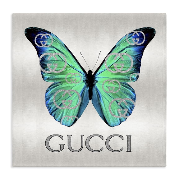 Stupell Industries Art Deco Green & Blue Butterfly Canvas Art, 36 x 36, by Madeline Blake