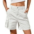 thumbnail image 2 of GIPQJK Shorts for Women Cargo Shorts Knee Length 6 Pockets Elastic Waist Long Shorts for Summer Casual Light,White 2XL, 2 of 5