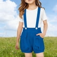 thumbnail image 2 of Tisuna Girls Boys Summer Romper Solid Color Sleeveless Suspender Jumpsuit Breathable Soft Toddler Kids School Holiday Playwear Party Overalls Shorts Blue Size 18-24 Months, 2 of 4