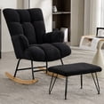 thumbnail image 1 of Toytexx Teddy Fabric Rocking Chair with Ottoman, Upholstered High Back Accent Chair with Solid Wood Base and Metal Frame, 1 of 6