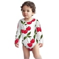 thumbnail image 2 of Xecao Cherry Print Baby unisex-baby Cotton Long-sleeve Bodysuits-12 Months, 2 of 6