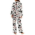 thumbnail image 3 of SCRAWLGOD Cow Print Women's Pjs Long Sleeve Button Pajamas for Women 2 Piece Lounge V-Neck Womens Pajama Set Fall Lightweight Woman Sleepwear Size XS, 3 of 7