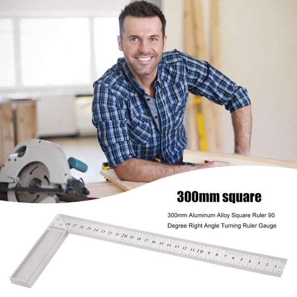 Regla cuadrada de aleación de aluminio de 300 mm Medidor de regla de giro de ángulo recto de 90 grados Ndcxsfigh Para estrenar