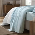 thumbnail image 5 of Superior Carmen 100% Cotton Relaxed Wash Bed Sheet Set, King, Blue, 5 of 12
