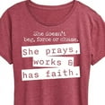 thumbnail image 3 of Instant Message - She Doesn't Beg, Force, or Chase; She Prays, Works, & has Faith - Women's Short Sleeve Graphic T-Shirt, 3 of 6