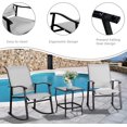 thumbnail image 3 of Vongrasig 3 Piece Outdoor Rocking Bistro Set, Textilene Fabric Small Patio Furniture Set, Front Porch Rocker Chairs Conversation Set with Glass Table for Lawn, Garden, Balcony, Poolside (Light Gray), 3 of 9