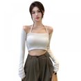 thumbnail image 5 of 2pcs Set Women's Camisole & Cardigan Set Sleeveless Crop Top Slim Fit Solid Color Tank Tops, 5 of 6