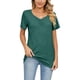 thumbnail image 1 of Camisetas de manga corta con cuello en V para mujer, camisetas informales plisadas de Color puro a la moda para mujer, camisetas de verano para viajes diarios y oficina, 1 of 6