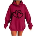 thumbnail image 3 of Fartey Oversized Heart Graphic Hoodies for Women Loose Casual Long Sleeve Drawstring Hooded Sweatshirt Fashion Fall Winter Fleece Pullover Tops with Pockets Red S, 3 of 5