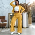 thumbnail image 5 of Qiopertar Women's Casual 2 Piece Outfit Long Sleeve Button Down Cardigan and Loose Wide Leg Cargo Pants with Pockets Tracksuit Set Lounge Travel Comfy Relaxed Oversized, Yellow M, 5 of 7