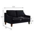 thumbnail image 3 of Velvet Loveseat Couch, Small Couch Chair with Wooden Legs and Scooped Armrests, Upholstered 2-Seat Sofa Couch for Living Room, Bedroom, Office (Black), 3 of 9