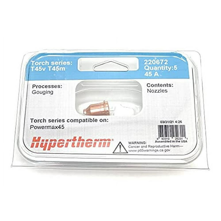 Hypertherm 220672 Powermax 45 Gouging Nozzles - 5 Pack - Walmart.com