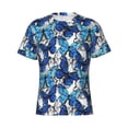 thumbnail image 4 of Vsdgher Blue and White Butterflies Print Men's Dry Fit Mesh Athletic Shirts Moisture Wicking Tennis T-Shirt Tops, 4 of 9