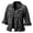 Black, variant on Ruffle Denim Jacket 3/4 Flared Sleeve Lapel Button Down Short Cropped Jean Trucker Coat Casual Women's Cardigan Outerwear