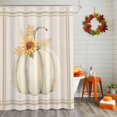 thumbnail image 2 of Fall White Shower Curtains for Bathroom, Pumpkin Sunflower Retro Linen Stripe Thanksgiving Waterproof Fabric Shower Curtain for Bathroom Bathtub Decoration, Machine Washable, 72"x84", 2 of 9