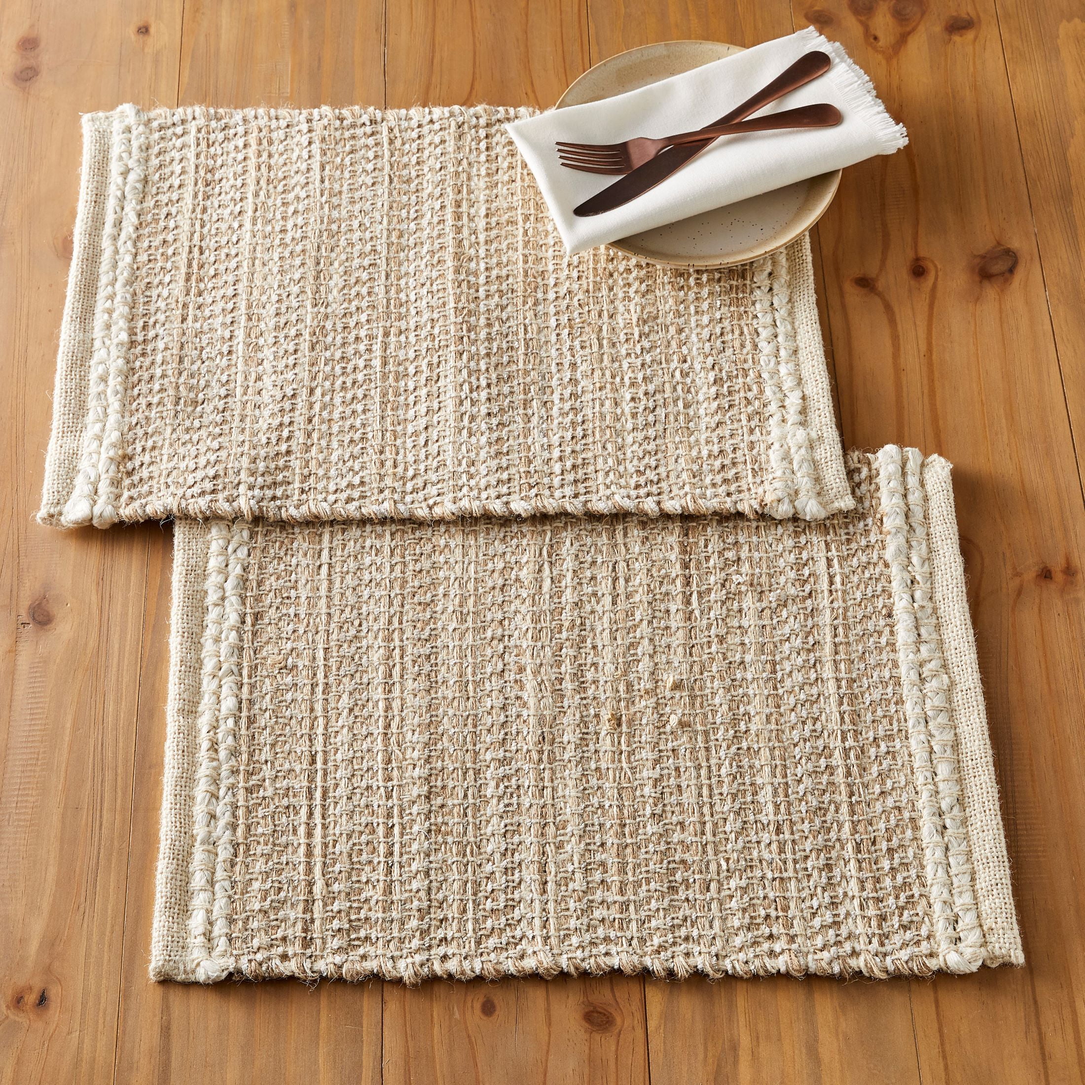 (1 pack) Better Homes & Gardens Natural & Ivory Jute 14" x 19" Placemat - 14" x 19"