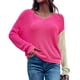 thumbnail image 1 of Manga larga sin espalda suéter V cuello suelto colorblock diseño suave cómodo mujeres espalda abierta suéter sin espalda superior, 1 of 5