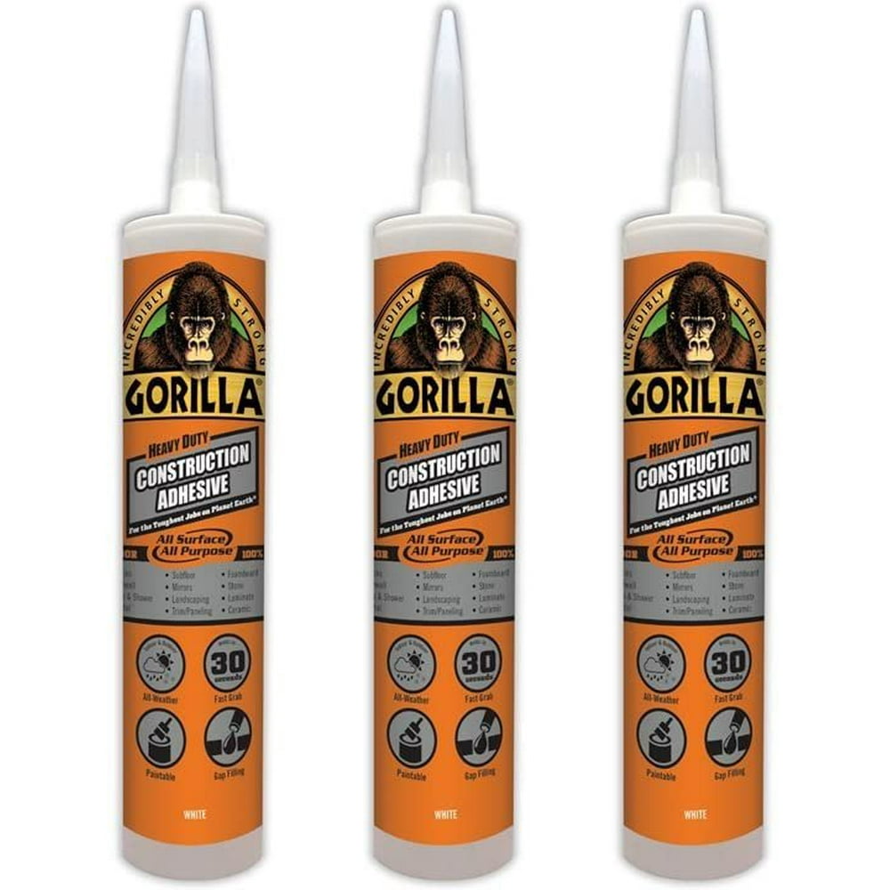 Gorilla Heavy Duty Construction Adhesive, 9 ounce Cartridge, White