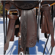 Beautiful Western Leather Roping Tooled Leather Saddle Horse Saddle with Head Stall & Reins