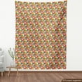 thumbnail image 4 of Floral Fabric by the Yard, Meadow Blossoms in Contrast Tones Strawberries Natural Folk Pattern, Decorative Upholstery Fabric for Chairs & Home Accents, Coral Dark Yellow and Green by Ambesonne, 4 of 5