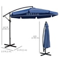 thumbnail image 3 of Outsunny 11FT Offset Hanging Patio Umbrella Cantilever Umbrella with Easy Tilt Adjustment, Cross Base and 8 Ribs for Backyard, Poolside, Lawn and Garden, Blue, 3 of 10