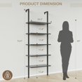 thumbnail image 2 of PINDEE 5 Tier Bookshelf Ladder Shelf Industrial Metal Frame with Wood Board Wall Mount or Freestanding for Home Office Living Room.Black,2 piece, 2 of 13