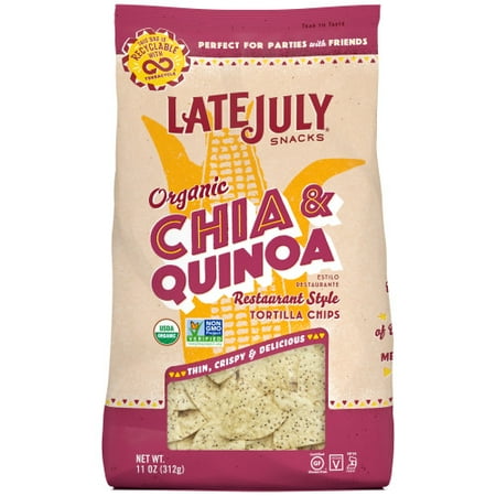 UPC 890444000281 product image for LATE JULY Snacks Restaurant Style Chia & Quinoa Tortilla Chips, 11 oz. Bag | upcitemdb.com