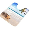 thumbnail image 4 of Dreamtimes Beach Palm Tree Starfish Seascape Bath Mat for Bathroom Shower U Shape Toilet Rugs Contour Carpet Set, Fluffy Absorbent & Machine Washable, 2 Piece, 4 of 6