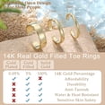 thumbnail image 2 of 3 Pcs Toe Rings Women Non Tarnish 14K Gold Filled Daisy Flower CZ Band Adjustable Beach Jewelry, 2 of 4