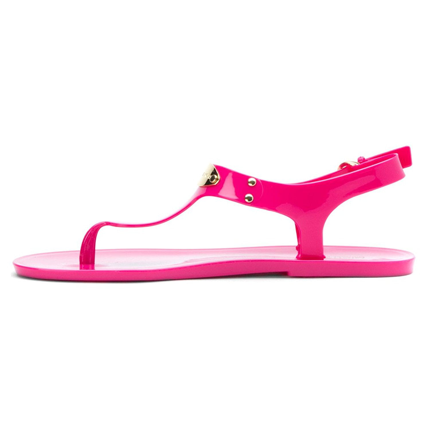 Womens MICHAEL Michael Kors MK Plate Jelly Thong Sandals - Raspberry -  