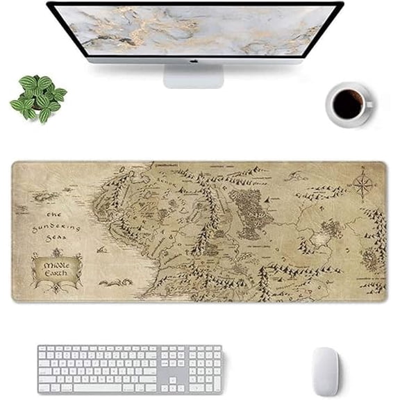 Gaming Mouse Pad XL Extended Large Mouse Mat Desk Pad 31.5"x11.8",Stitched Edges Non Slip Mousepad for Computer,Office,Keyboard and Laptop-Retro Earth Map