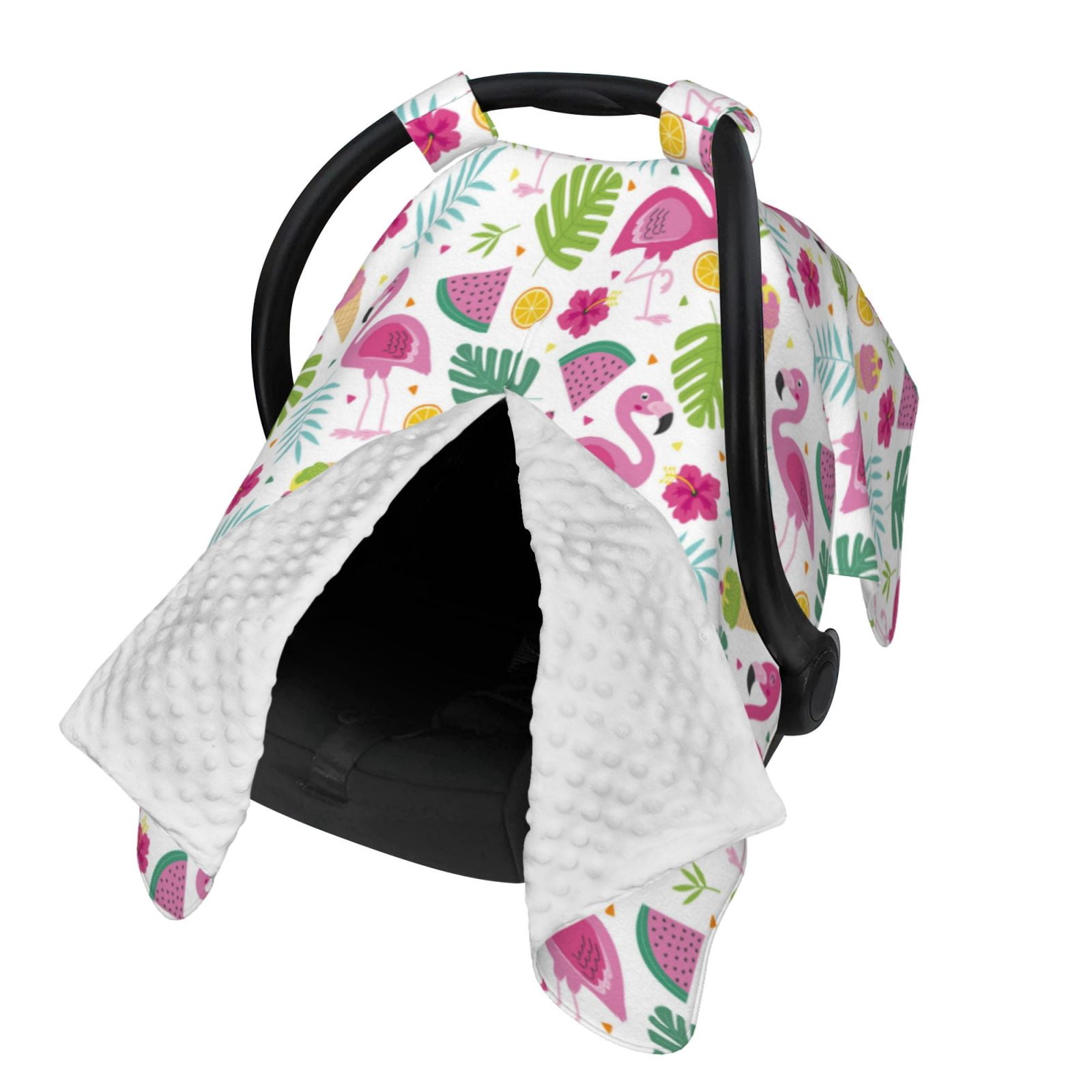 Naloa Cute Flamingo Baby Car Seat Cover, Breathable Baby Carrier Cover, Multiuse Baby Carrier Cover & Nursing Breastfeeding Cover