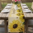 thumbnail image 4 of Sunflowers Table Runner - 120 Inch Long Retro Spring Botanical Blossom Flowers Bees Cotton and Linen Blended Dress Scarves Farmhouse Table Runner for Kitchen Dining, Coffee Table, 13" x 120", 4 of 8