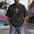 thumbnail image 3 of Christian Graphic T Shirts for Men Vintage Acid Wash Tshirt Oversized Short Sleeve Faith Shirts Casual Streetwear Summer Tops, 3 of 9