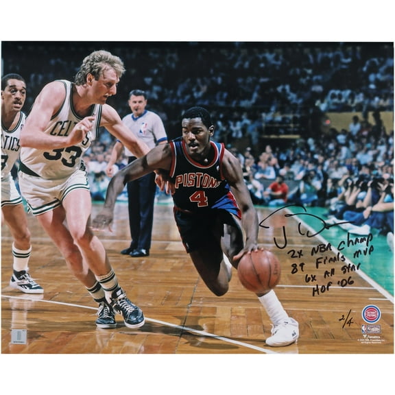 Joe Dumars Detroit Pistons Autographed 8" x 10" Dribbling vs. Larry Bird Photograph with Multiple Inscriptions - Limited Edition of 4 - Fanatics Authentic Certified