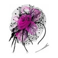 thumbnail image 4 of Tocado vintage Minnieouse con clip de velo y pluma Negro y rosa rojo, 4 of 6