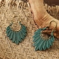 BLOPQ Fashion Women Boho Vintage Teal Green Leaf Pendant Earrings