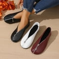 thumbnail image 1 of Sentmoon Sandales Plates Larges pour Femmes Sandales pour Femmes à la Mode Décontractées Couleur Unie Polyvalentes Fermeture Éclair avant Bout Rond Talon Bas Chaussures Plates en Cuir Souple, 1 of 10