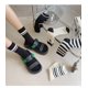 thumbnail image 5 of 5 pares de calcetines a rayas de estilo retro, calcetines deportivos para mujer, calcetines deportivos de un cuarto de pantorrilla, cómodos, transpirables y absorbentes del sudor, 5 of 5