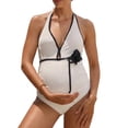 thumbnail image 4 of TGPMGRZ Women's Maternity One Piece Swimsuit V Neck Bathing Suit Padded Swimwear #03 White, Size M, 4 of 5