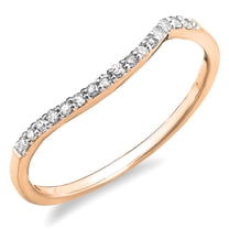 0.12 Carat (ctw) 10K Rose Gold Round Cut Diamond Ladies Anniversary Wedding Contour Stackable Band Guard Ring